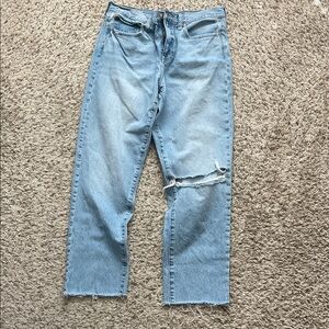 J. Crew Light Blue Distressed Straight-Leg Jeans